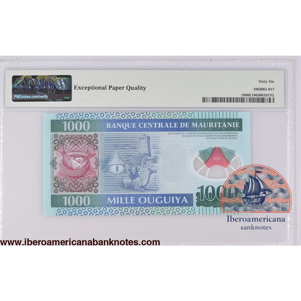 Mauritania 28.11.2014 P-19 PMG Gem UNC 66 EPQ 1000 Ouguiya