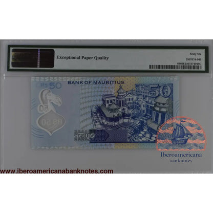 Mauritius 2013 P-65 PMG Gem UNC 66 EPQ 50 Rupees