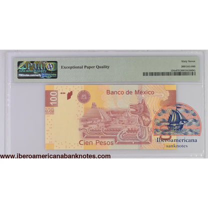 Mexico 19.12.2012 P-124z PMG Superb Gem UNC 67 EPQ 100 Pesos