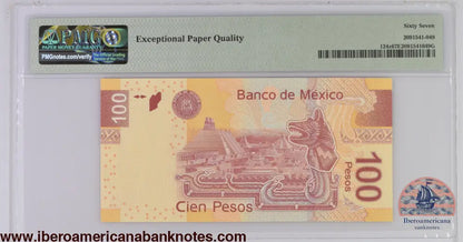 Mexico 19.12.2012 P-124z PMG Superb Gem UNC 67 EPQ 100 Pesos