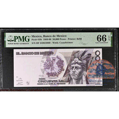 Mexico 20.12.1990 P-93b PMG Gem UNC 66 EPQ 50,000 Pesos