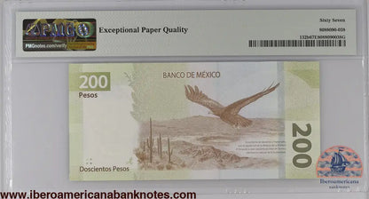 Mexico 30.1.2019 P-132b PMG Superb Gem UNC 67 EPQ 200 Pesos