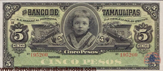 Mexico 5 pesos banco de Tamulipas UNC