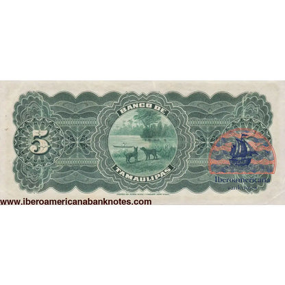 Mexico 5 pesos banco de Tamulipas UNC