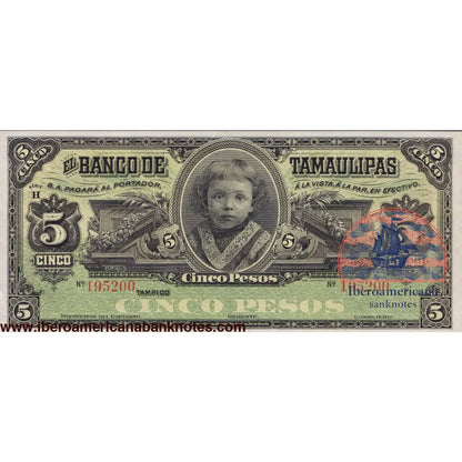 Mexico 5 pesos banco de Tamulipas UNC