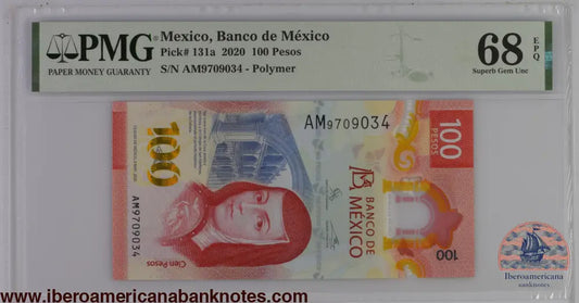 Mexico 8.5.2020 P-131a PMG Superb Gem UNC 68 EPQ 100 Pesos commemorative
