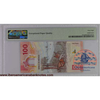 Mexico 8.5.2020 P-131a PMG Superb Gem UNC 68 EPQ 100 Pesos commemorative
