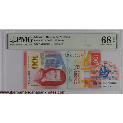 Mexico 8.5.2020 P-131a PMG Superb Gem UNC 68 EPQ 100 Pesos commemorative