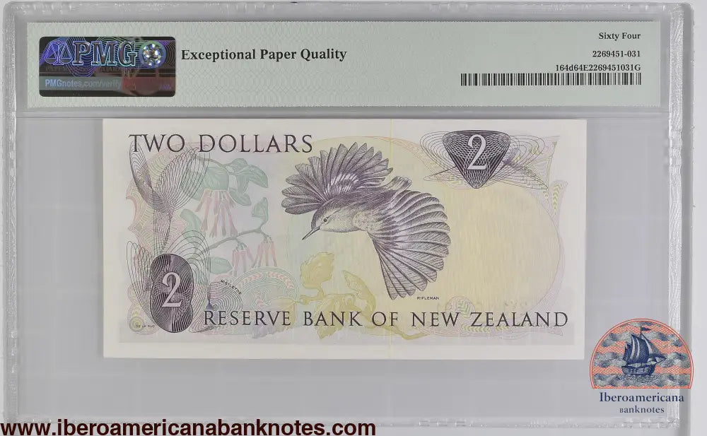 New Zealand 2 Dollars ND (1977-1981) Elizabeth II P-164d PMG64EPQ