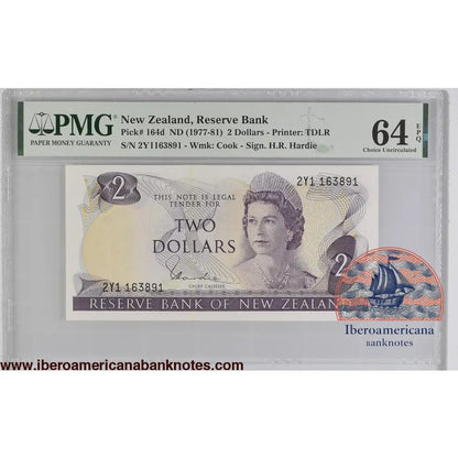 New Zealand 2 Dollars ND (1977-1981) Elizabeth II P-164d PMG64EPQ