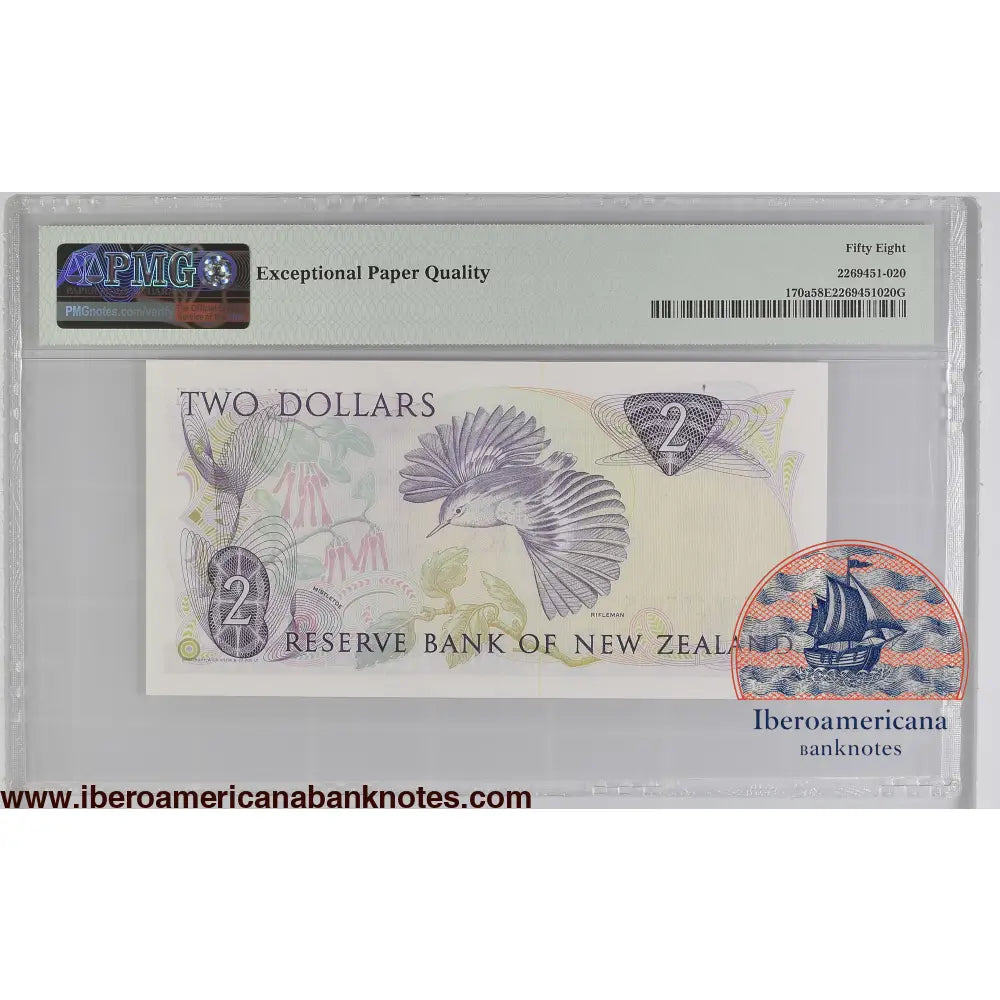 New Zealand 2 Dollars ND (1981-1985) ElizabethII P-170a PMG58EPQ