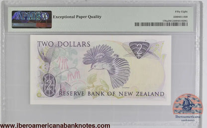 New Zealand 2 Dollars ND (1981-1985) ElizabethII P-170a PMG58EPQ