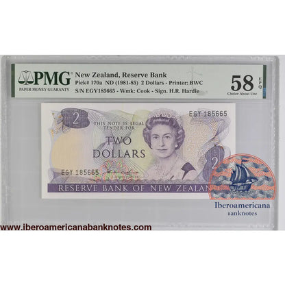 New Zealand 2 Dollars ND (1981-1985) ElizabethII P-170a PMG58EPQ