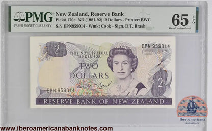 New Zealand 2 DollarsND (1981-1985) ElizabethII P-170c PMG65EPQ