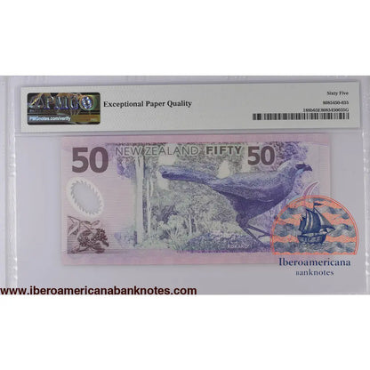 New Zealand 2007 P-188b PMG Gem UNC 65 EPQ 50 Dollars