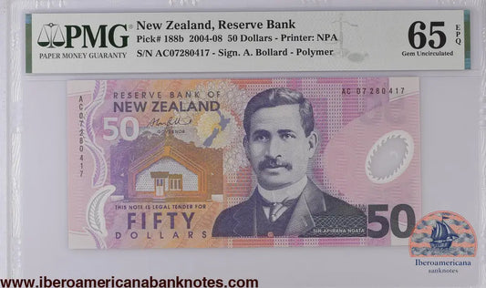 New Zealand 2007 P-188b PMG Gem UNC 65 EPQ 50 Dollars