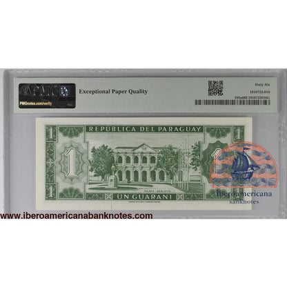 Paraguay 1 Guarani 1952 (1963) P 193a Prefix: A Grade 66 EPQ