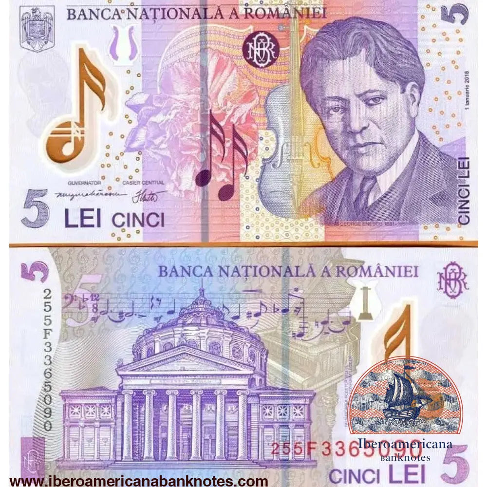 Romania 5 Leu 2025 P 118l Polymer UNC | Iberoamericana Banknotes