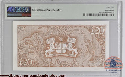 Saint Helena 20 Pounds ND (1986) P-10a PMG 65 EPQ