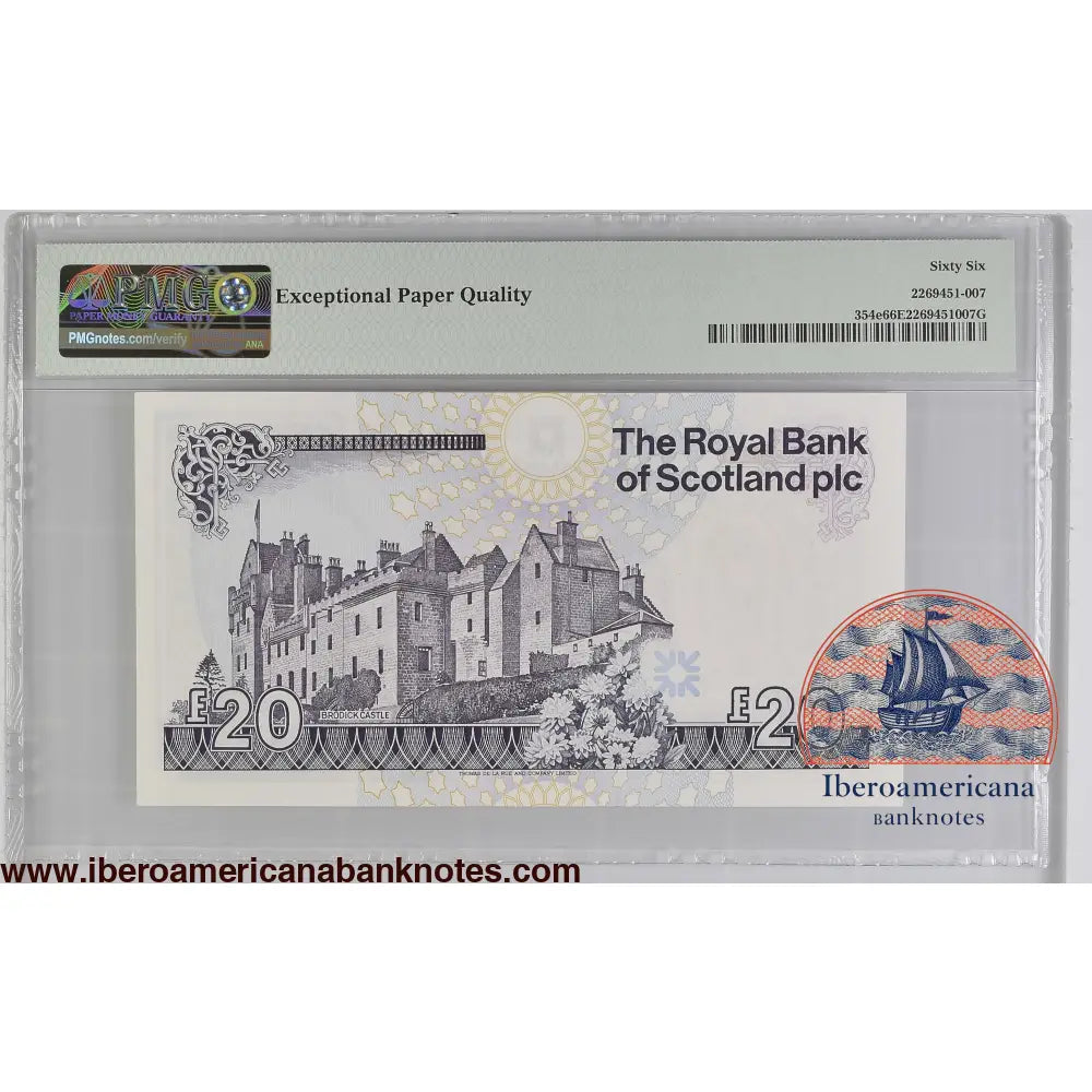 Scotland 20 Pounds 2010-12 LOW SERIAL NUMBER 513 P-354e PMG 66 EPQ