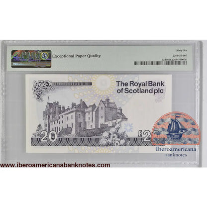 Scotland 20 Pounds 2010-12 LOW SERIAL NUMBER 513 P-354e PMG 66 EPQ