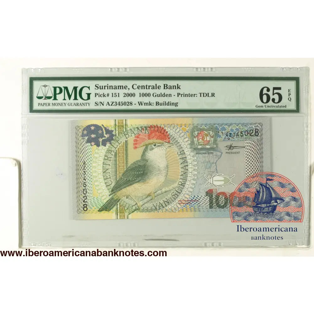 SURINAME 1000 Gulden 1 January 2000 (Pick: 151) PMG65EPQ
