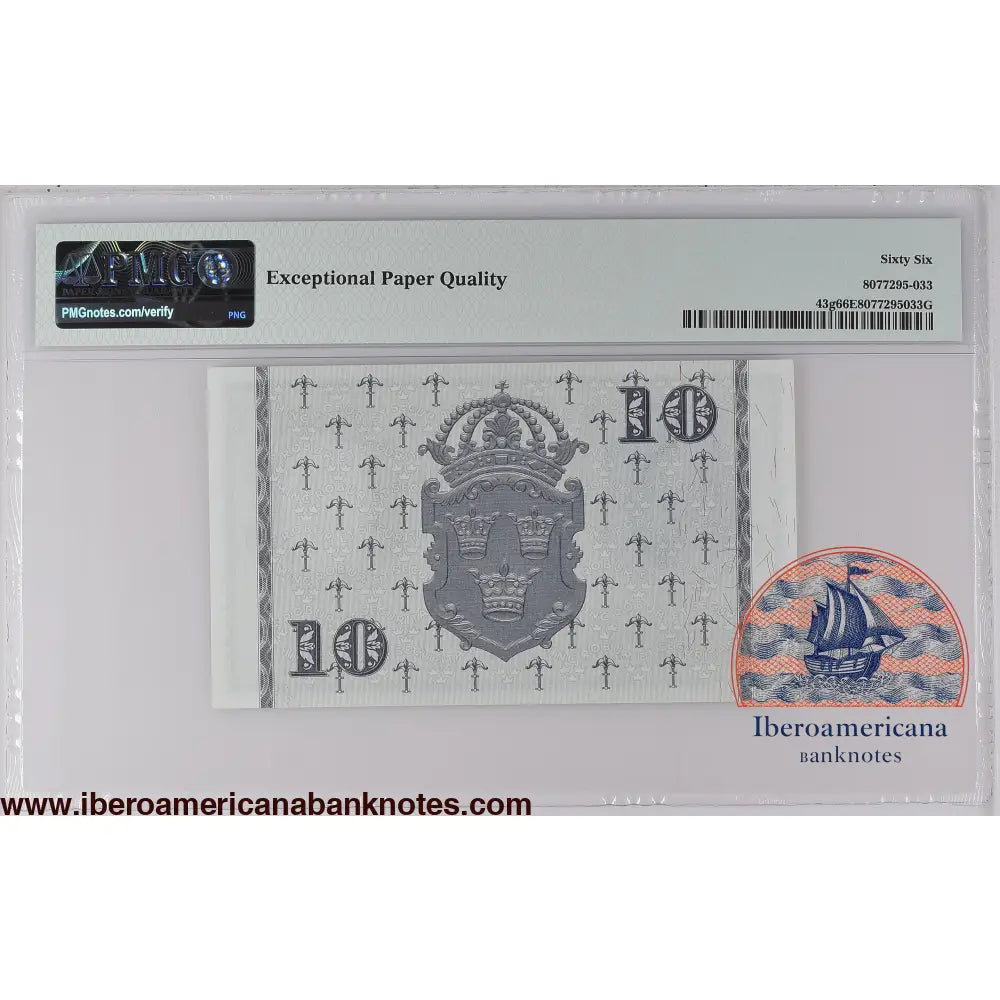 Sweden 1959 P-43g PMG Gem UNC 66 EPQ 10 Kronor