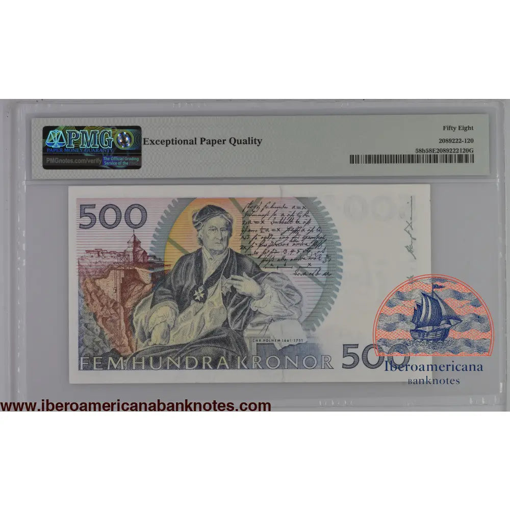 Sweden 1986 P-58b PMG Choice About UNC 58 EPQ 500 Kronor
