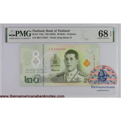 Thailand ND (2022) P-142a PMG Superb Gem UNC 68 EPQ 20 Baht