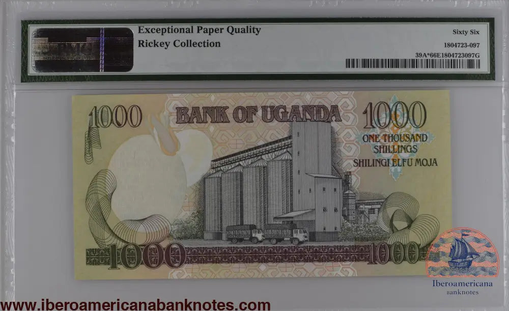Uganda 1000 Shillings 2003 Replacement P-39A PMG66EPQ