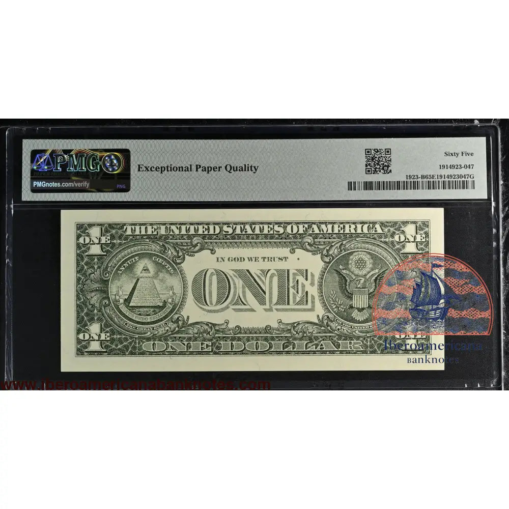 United States of America. 1 Dollar 1995 Fr# 1923-B WEB Note PMG 65 EPQ
