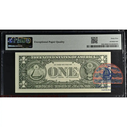 United States of America. 1 Dollar 1995 Fr# 1923-B WEB Note PMG 65 EPQ