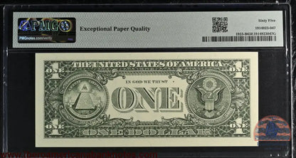 United States of America. 1 Dollar 1995 Fr# 1923-B WEB Note PMG 65 EPQ