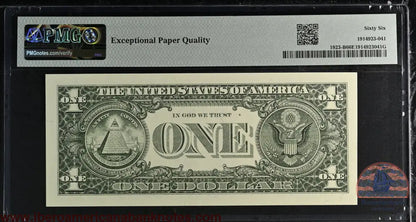 United States of America. 1 Dollar 1995 Fr# 1923-B WEB Note PMG 66 EPQ