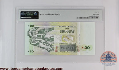 Uruguay 2011 P-86b PMG Gem UNC 66 EPQ 20 Pesos Uruguayos low number