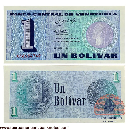 Venezuela 1 Bolivar 1989 P68 Tinoquito Serial A UNC